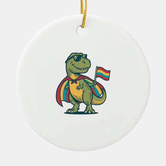 Söt Pride Dinosaurie Vektor Tröja Design_1 Julgransprydnad Keramik (Framsidan)