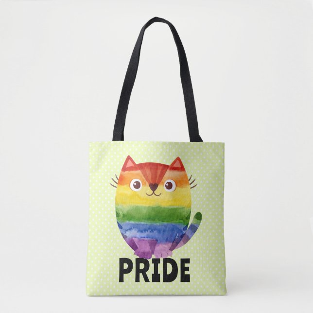 Söt Pride Kitty Vattenfärg Tygkasse (Framsida)