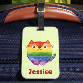 Söt Pride Kitty Watercolor Personlig Bagagebricka