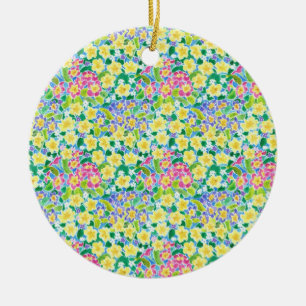 Söt Primroses Round Ceramic Ornament för Vår