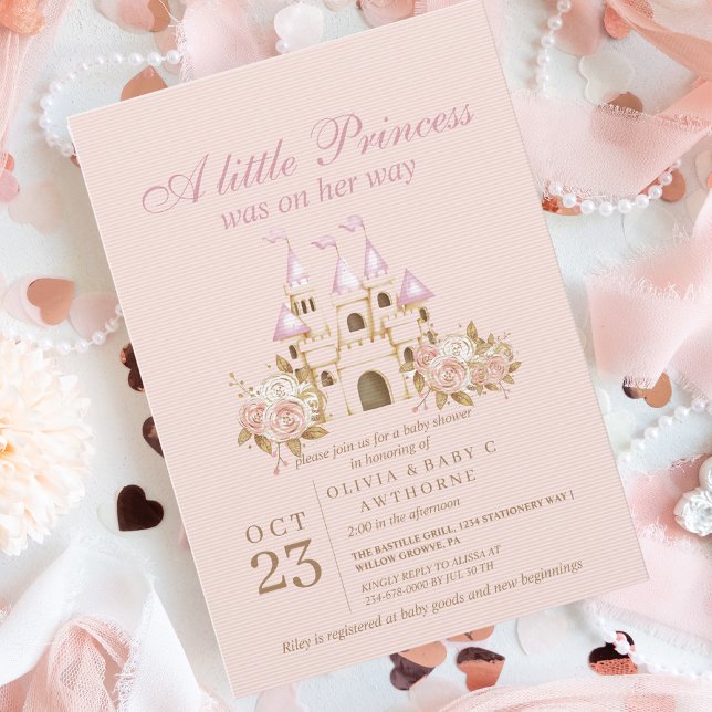 Söt Princess Baby Shower Castle Inbjudningar (Skapare uppladdad)