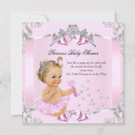 Söt Princess Baby Shower Rosa Tutu Blonde Inbjudningar
