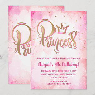 Söt Princess Birthday Inbjudningar