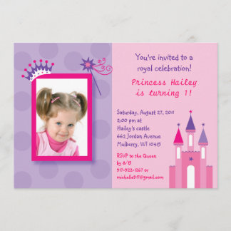 Söt Princess Castle Photo Birthday Inbjudningar