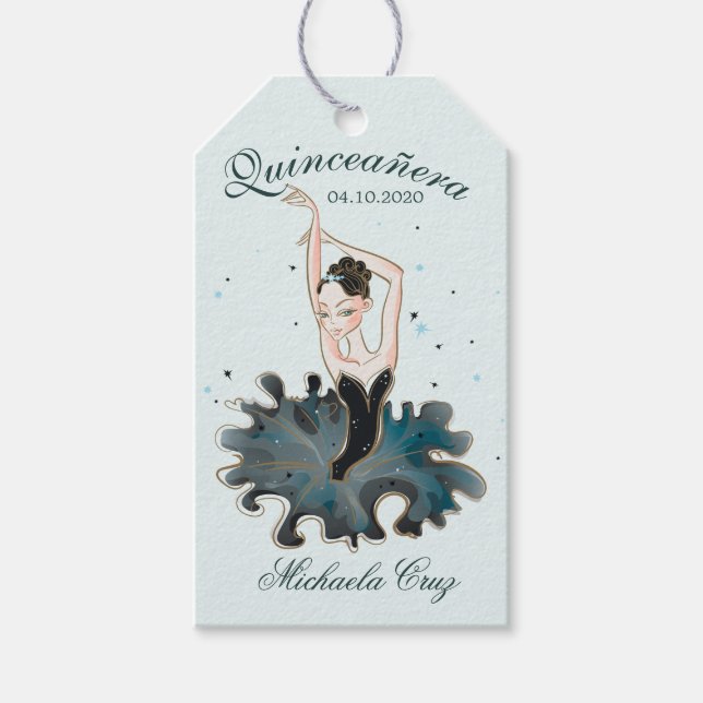 Söt Princess Emerald Quinceanera Presentetikett (Framsidan)