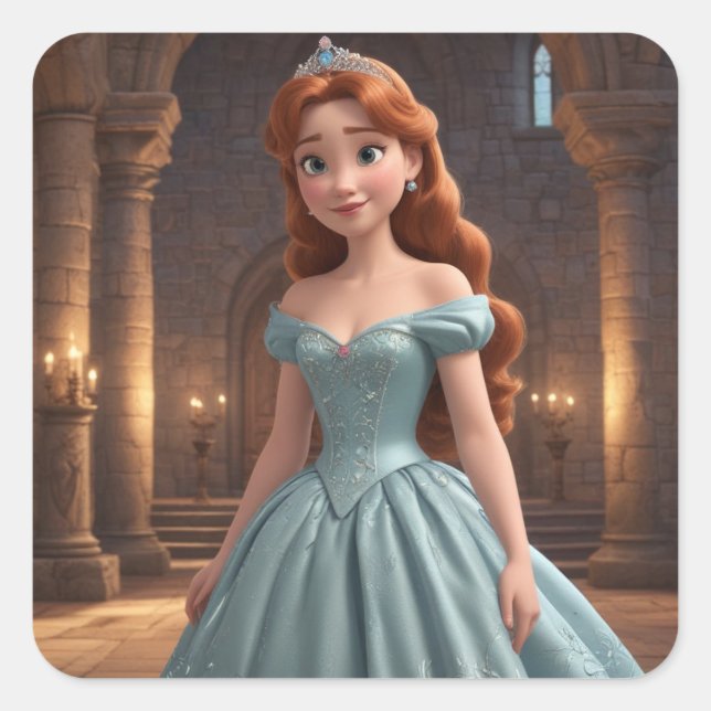 Söt Princess Fyrkantigt Klistermärke (Framsida)