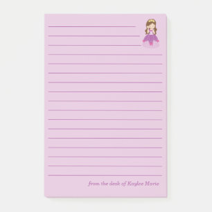Söt Princess Girl Anpassningsbar Rosa Led Post-it Block