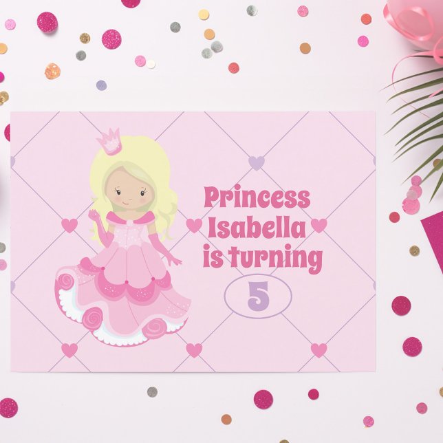 Söt Princess Girl Kids Rosa Födelsedagsfest Inbjudningar (Skapare uppladdad)