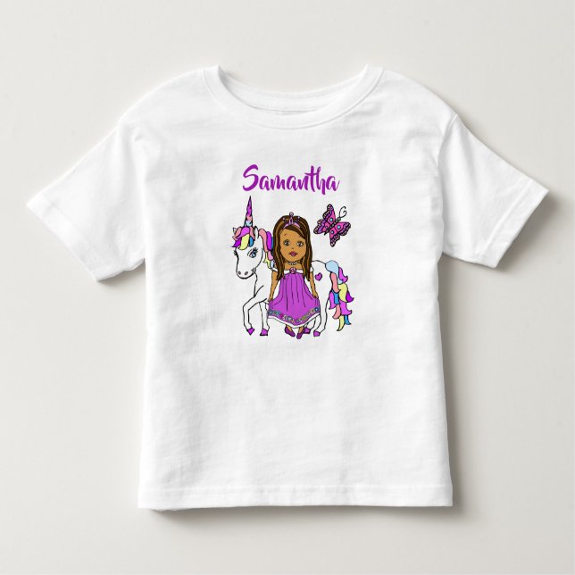 Söt Princess och Unicorn Personlig Shirt T Shirt (Framsida)