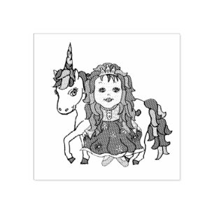 Söt Princess och Unicorn Stämpel