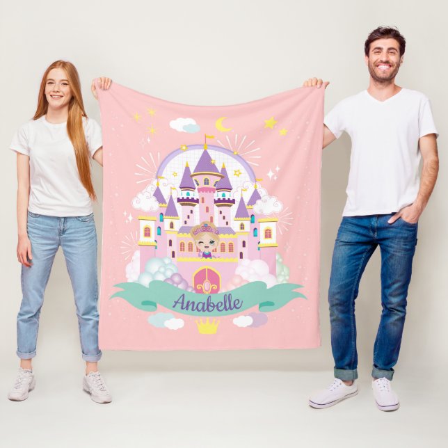 Söt Princess Personlig Rosa   Fleecefilt (På plats)