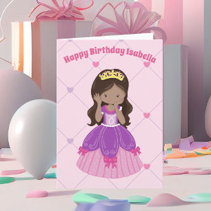 Söt Princess Rosa Anpassningsbar Hispanic Girl Bir Kort