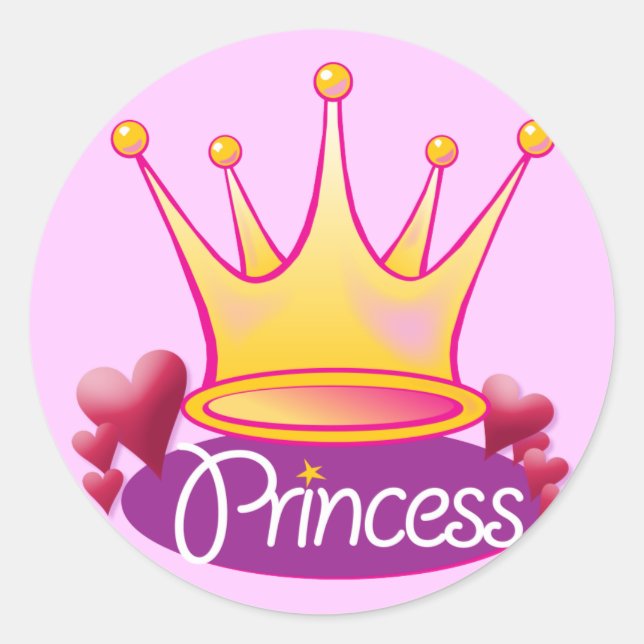 Söt Princess Rosa Runt Klistermärke (Framsida)