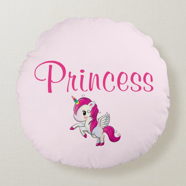 Söt Princess Round Accent Pillow Rund Kudde (Framsidan)