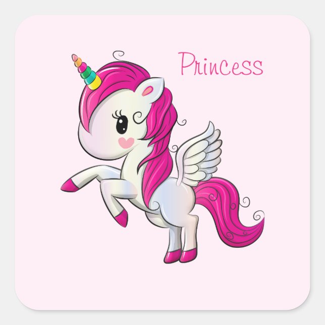 Söt Princess Square Sticker Fyrkantigt Klistermärke (Framsida)