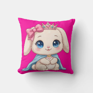 Söt prinsessa kanin het rosa kastkudde - Kawaii Kudde