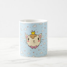 Söt Prinsessa Katt Illustration Kaffe Mugg
