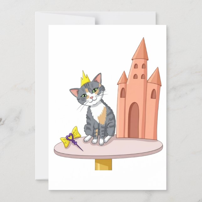 Söt Prinsessa Katt med Slott Magnetisk Kort (Framsida)