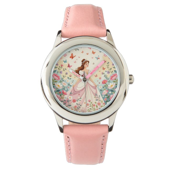 Söt prinsessa med fjärilar armbandsur (Framsida)