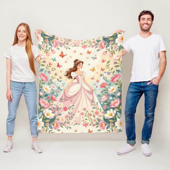 Söt prinsessa med fjärilar fleecefilt (På plats)