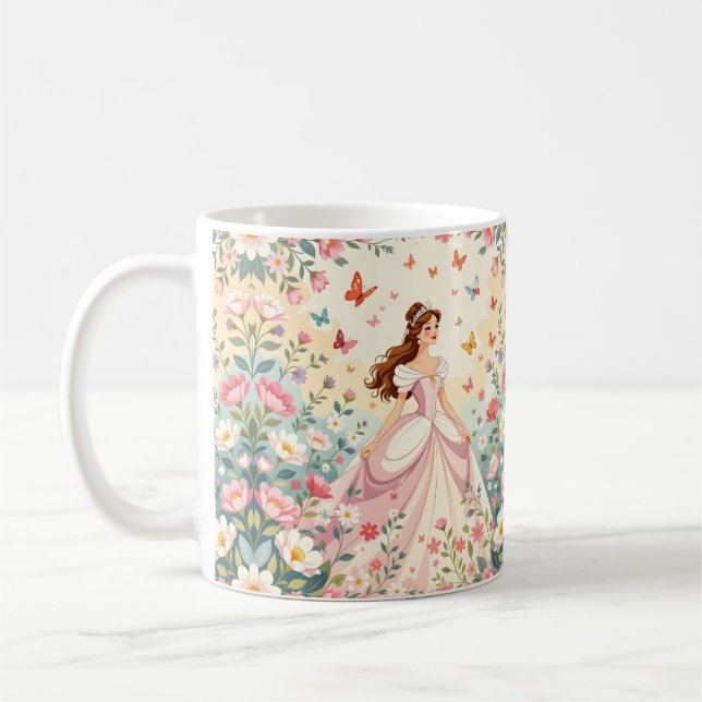 Söt prinsessa med fjärilar kaffemugg (Vänster)