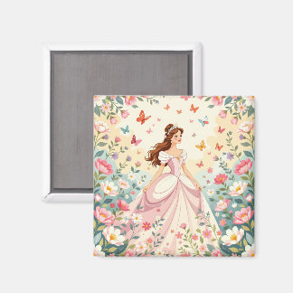 Söt prinsessa med fjärilar magnet