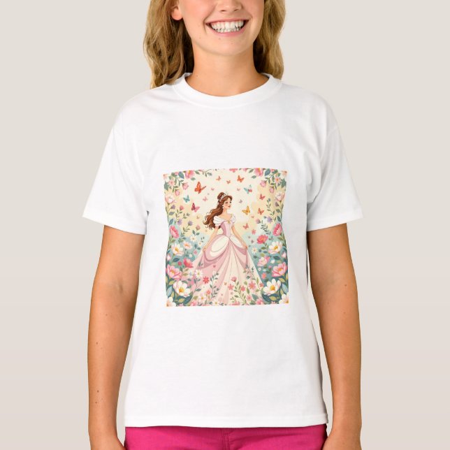 Söt prinsessa med fjärilar t shirt (Framsida)
