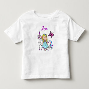 Söt prinsessa och enhörning personlig skjorta t shirt