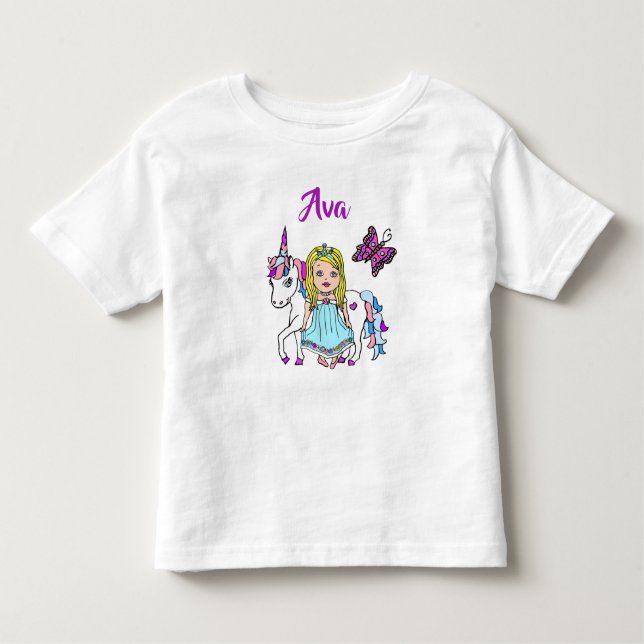 Söt prinsessa och enhörning personlig t-shirt (Framsida)