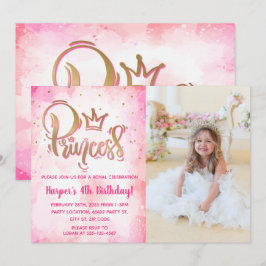 Söt Prinsessan Birthday Photo Inbjudningar