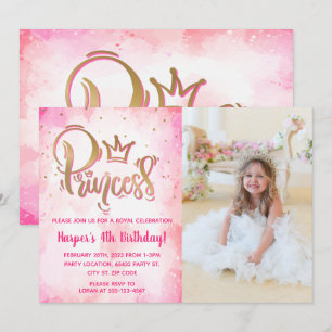 Söt Prinsessan Birthday Photo Inbjudningar