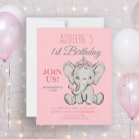 Söt prinsesselefant Liten flickas 1-årsdag 