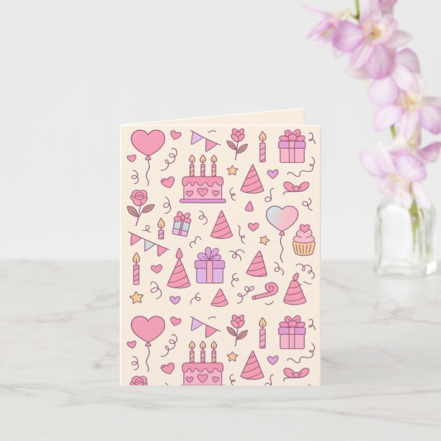 Söt prinsessfestfirande mönster kort (Orkide)