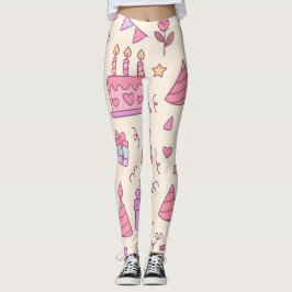Söt prinsessfestfirande mönster leggings