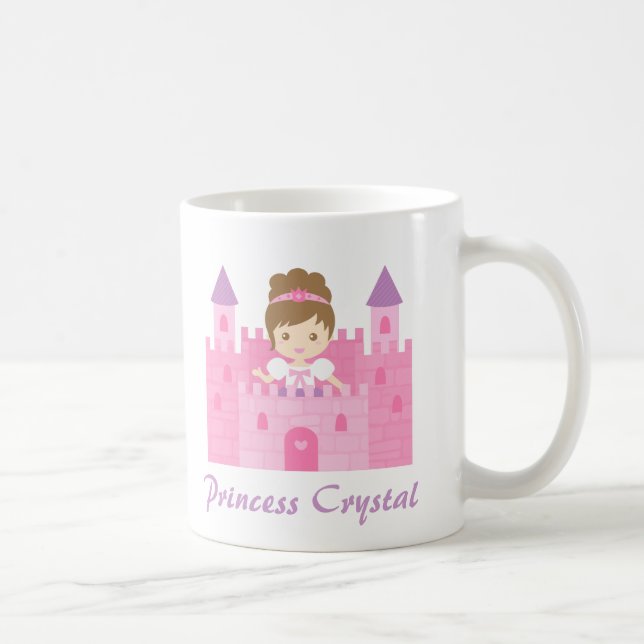 Söt prinsessflicka i rosa slott kaffemugg (Höger)