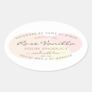 Söt produktförpackningsetiketter Pastel Watercolor Ovalt Klistermärke