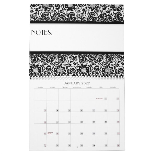 Söt & professionell kalender (Jan 2027)