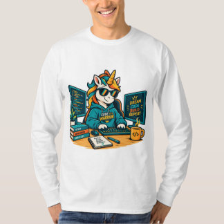 Söt Programmerare Enhörning Kodar Bärbar Dator Kli T Shirt