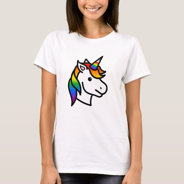 Söt Progress Pride Enhörning T Shirt (Framsida)