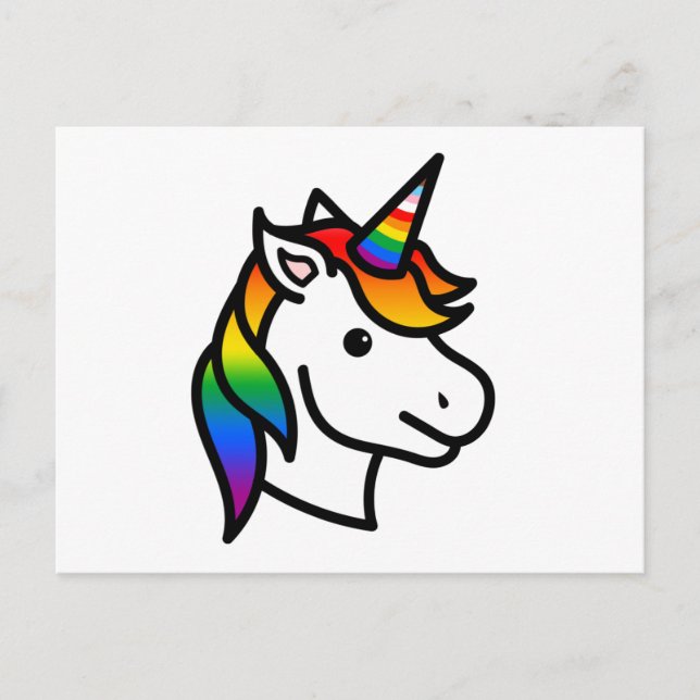 Söt Progress Pride Enhörning Vykort (Framsida)