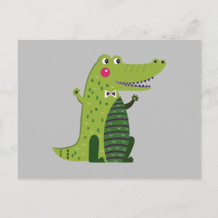 Söt promenad alligator vykort