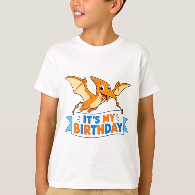 Söt Pterodactyl Det är min födelsedag Barn T-Shirt (Framsida)
