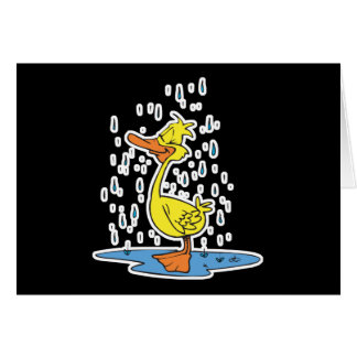 Söt puddle anka i regnet hälsningskort
