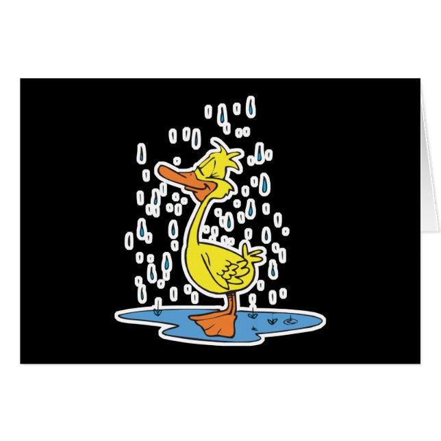 Söt puddle anka i regnet hälsningskort (Framsidan Horizontal)