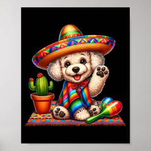 Söt pudel cinco de mayo 2025 hundälskare sombrer poster