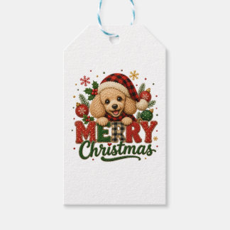 Söt pudel God Jul Presentetikett