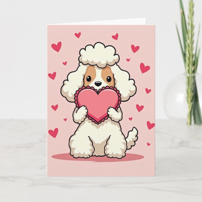 Söt Pudel Hund Kärlekskort Kort (Framsida)