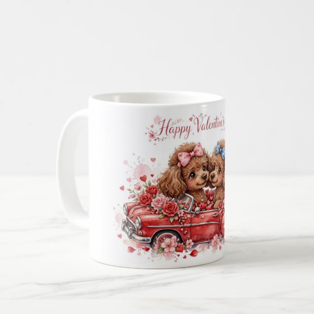Söt Pudel Kaffe Mugg – Husdjursälskare Mugg – Pude (Framsida vänster)