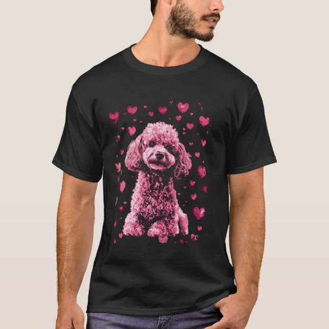 Söt Pudel Rosa T Shirt (Framsida)