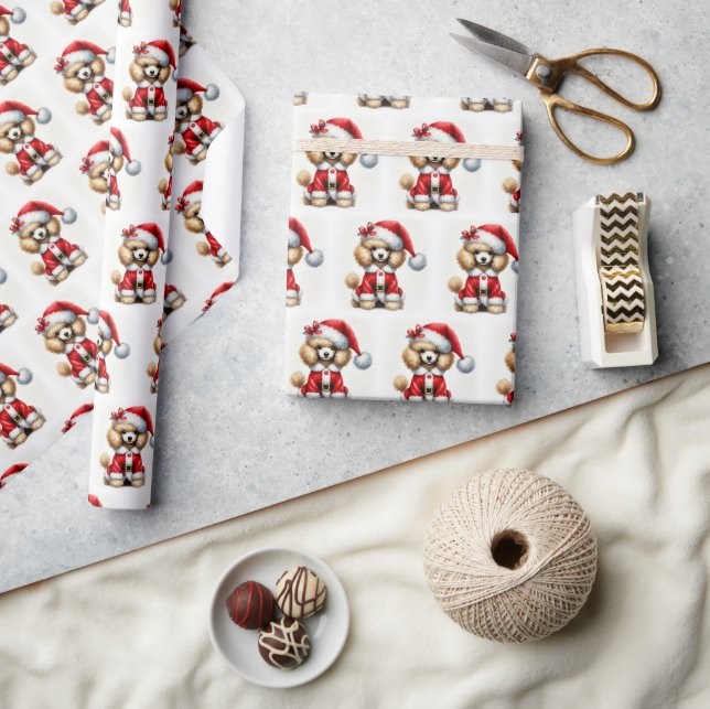 Söt Pudel Tomte Jul Presentpapper (Hantverk)